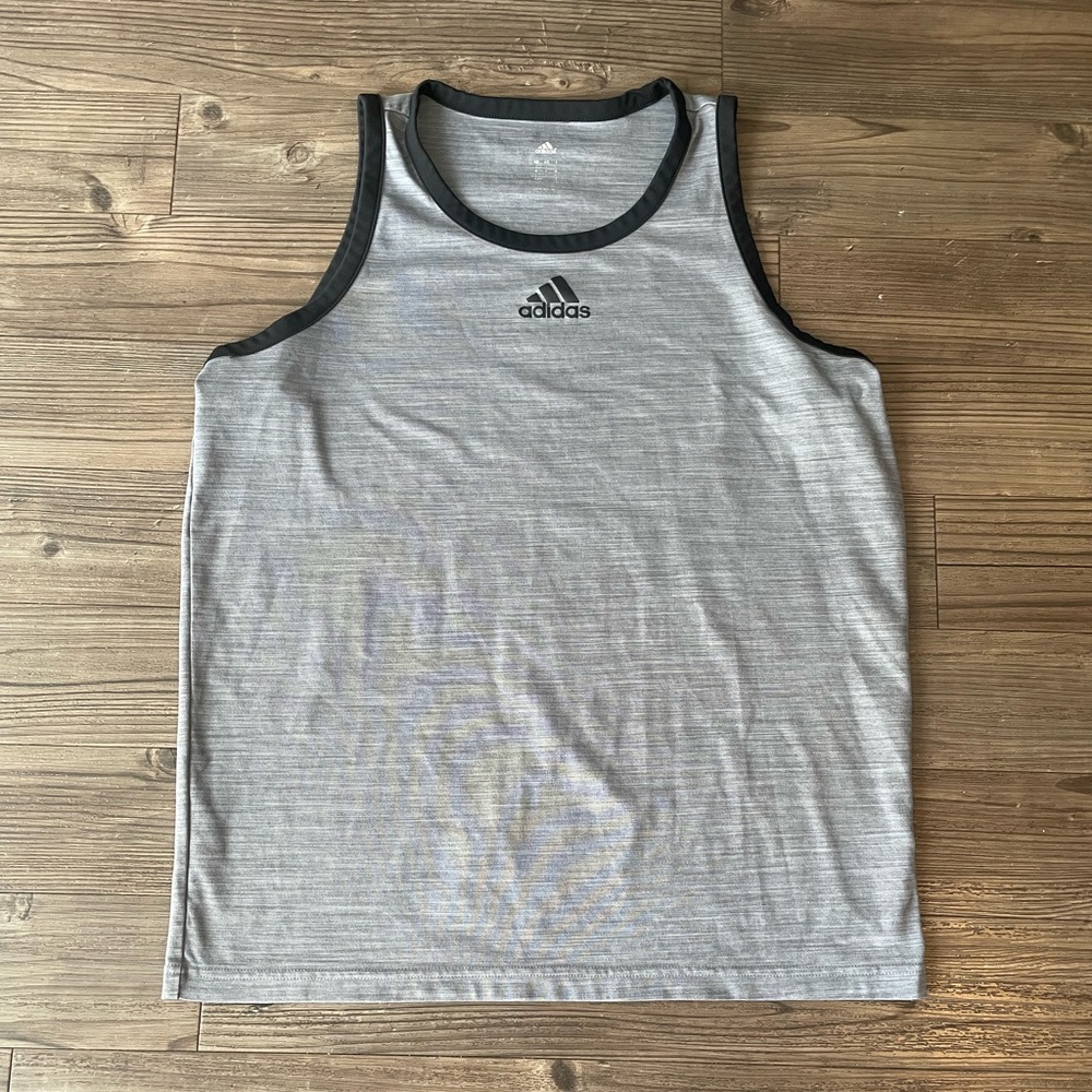 Adidas Gray Tank Top with Black Trim